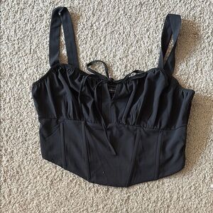 Kendall & Kylie Black Bustier Camisole with Tie Front